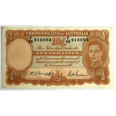 AUSTRALIA 1942 . TEN 10 SHILLINGS BANKNOTE . ARMITAGE/McFARLANE